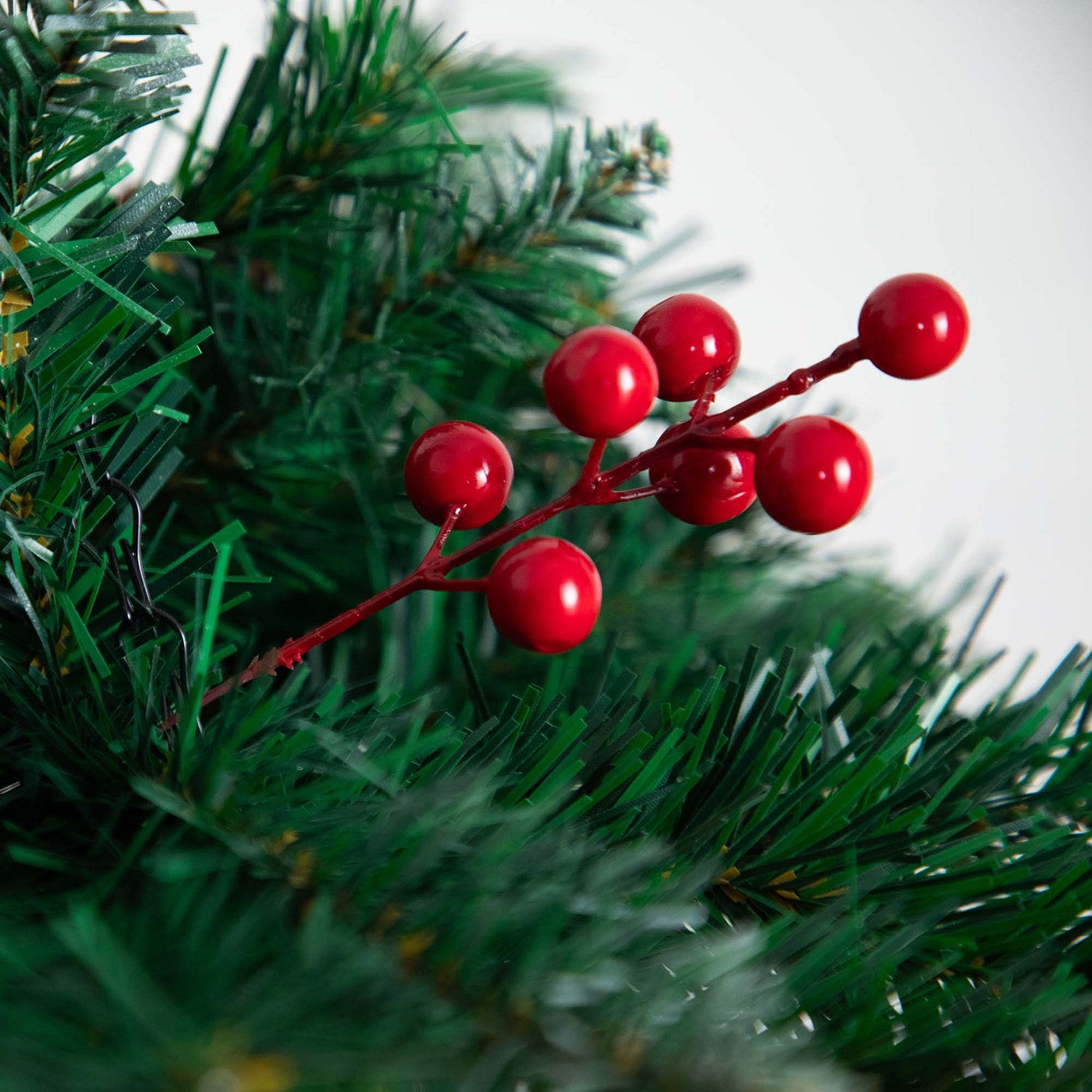 Nearly Natural 16in Pre-Lit Artificial Pine And Berry Hanging Basket With White Led Lights Artificial Plant