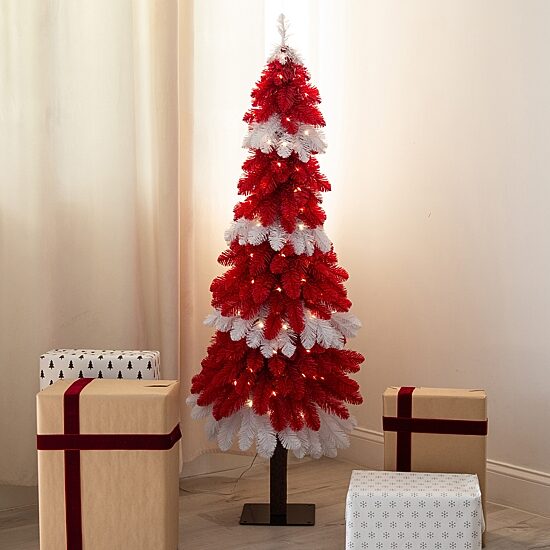 Nearly Natural Pre-Lit Artificial Peppermint 150 Microdot Led Lights 5 Foot Pre-Lit Fir Christmas Tree