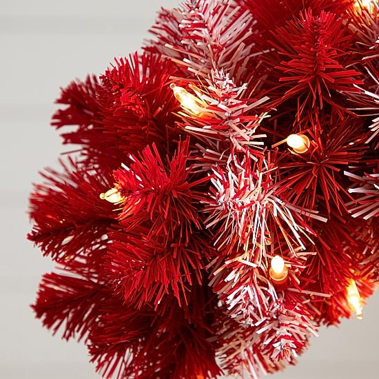 Nearly Natural Pre-Lit Artificial Candy Cane 100 Micro Led Lights 2 1/2 Foot Pre-Lit Fir Christmas Tree