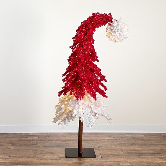 Nearly Natural 7ft Red Santa’S Hat 500 Led Lights And 1272 Bendable Branches 7 Foot Pre-Lit Fir Christmas Tree