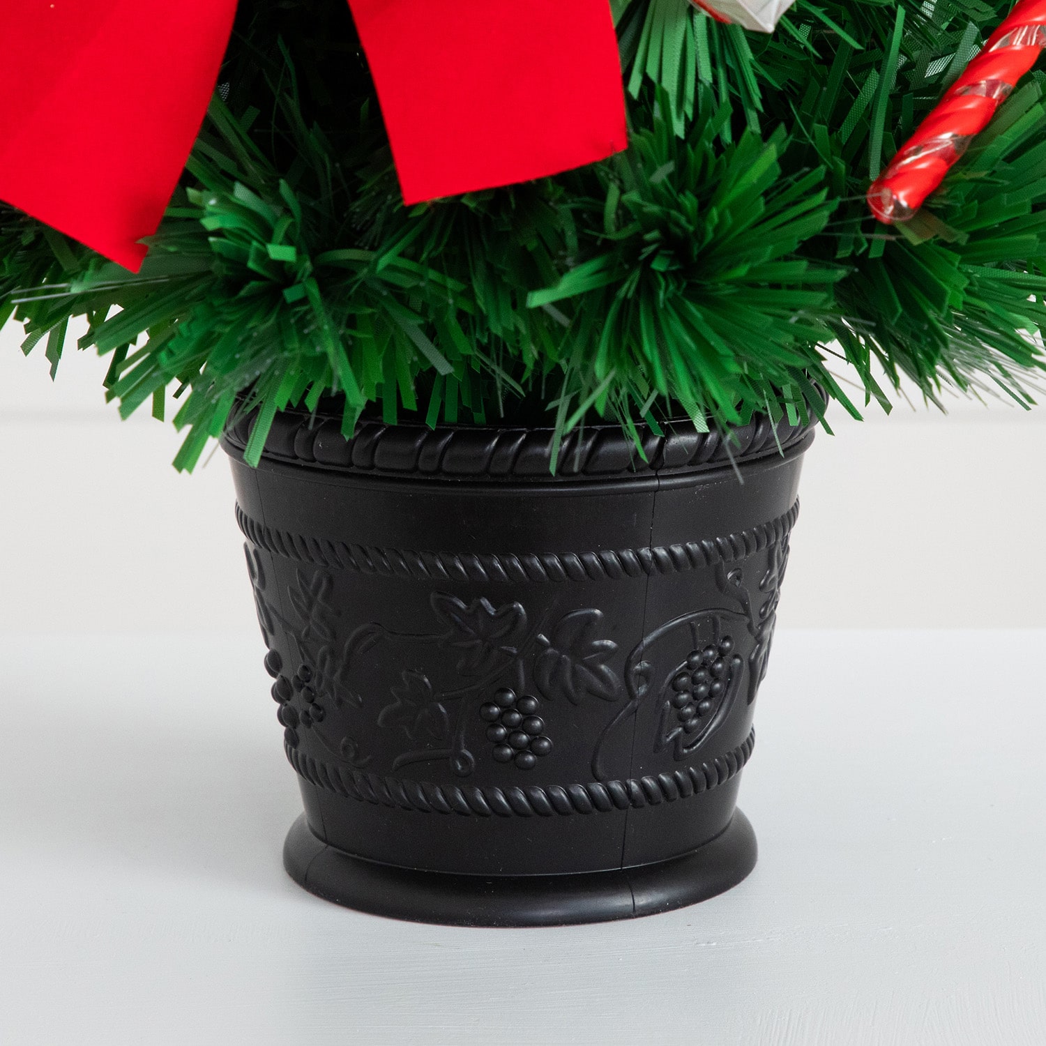 Nearly Natural 24in Pre-Lit Fiber Optic Classic Star Topped With Decorative Planter 2 Foot Pre-Lit Potted Fir Christmas Tree