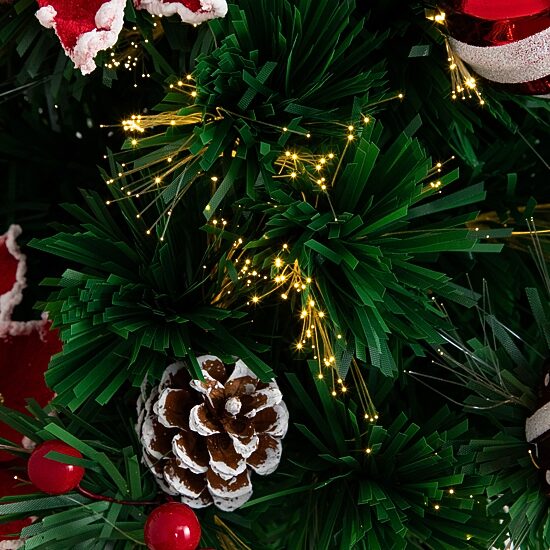 Nearly Natural Pre-Lit Fiber Optic Ornaments Poinsettia And Star Topper 2 Foot Pre-Lit Potted Fir Christmas Tree