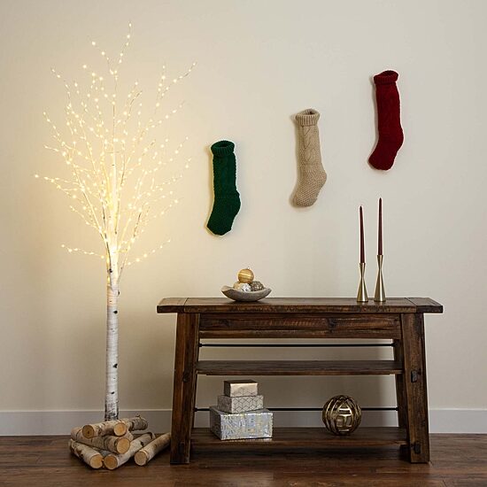 Nearly Natural 3ft Pre-Lit Artificial White Birch With 92 Warm White Led Lights 3 Foot Pre-Lit Birch Christmas Tree