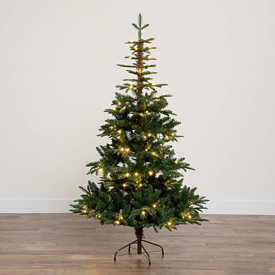 Nearly Natural Pre-Lit Artificial Idaho Mixed Fir 130 Warm White Led Lights 6 Foot Pre-Lit Fir Christmas Tree
