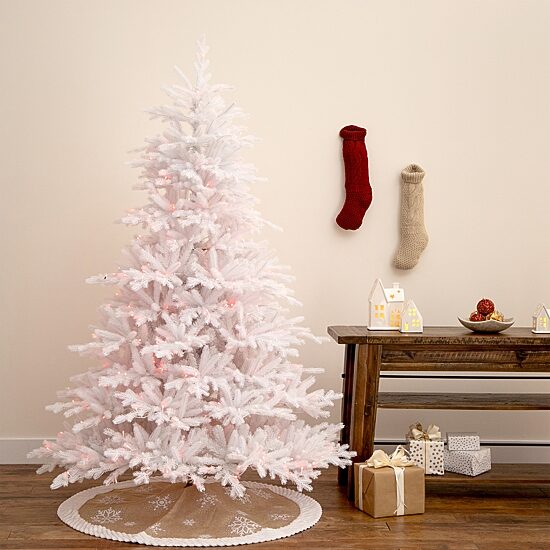Nearly Natural 7ft Pre-Lit Artificial White California Spruce With 440 Color Changing Led Lights 7 Foot Pre-Lit Spruce Christmas Tree