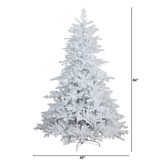 Nearly Natural 7ft Pre-Lit Artificial White California Spruce With 440 Color Changing Led Lights 7 Foot Pre-Lit Spruce Christmas Tree