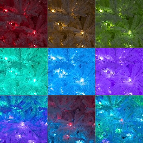 Nearly Natural 7ft Pre-Lit Artificial White California Spruce With 440 Color Changing Led Lights 7 Foot Pre-Lit Spruce Christmas Tree