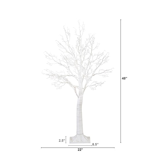 Nearly Natural Pre-Lit Artificial White Twig Tree With 160 Warm White Led Lights 4 Foot Pre-Lit Christmas Tree