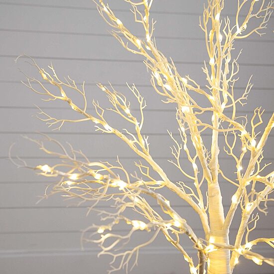 Nearly Natural Pre-Lit Artificial White Twig Tree With 160 Warm White Led Lights 4 Foot Pre-Lit Christmas Tree