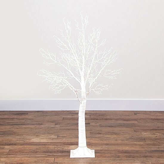 Nearly Natural Pre-Lit Artificial White Twig Tree With 160 Warm White Led Lights 4 Foot Pre-Lit Christmas Tree