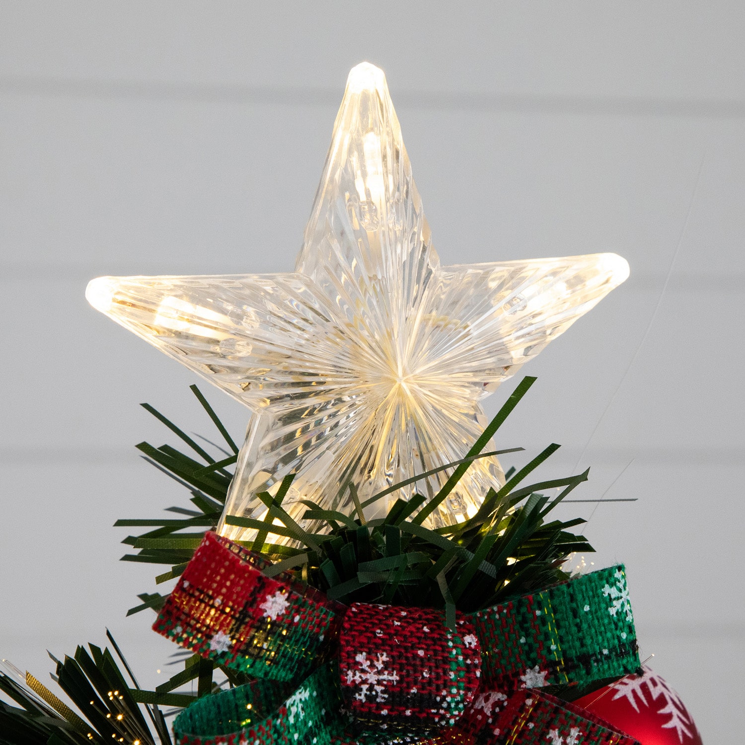 Nearly Natural Pre-Lit Fiber Optic Cosmopolitan Star Topped Artificial  With Decorative Planter 2 Foot Pre-Lit Potted Fir Christmas Tree