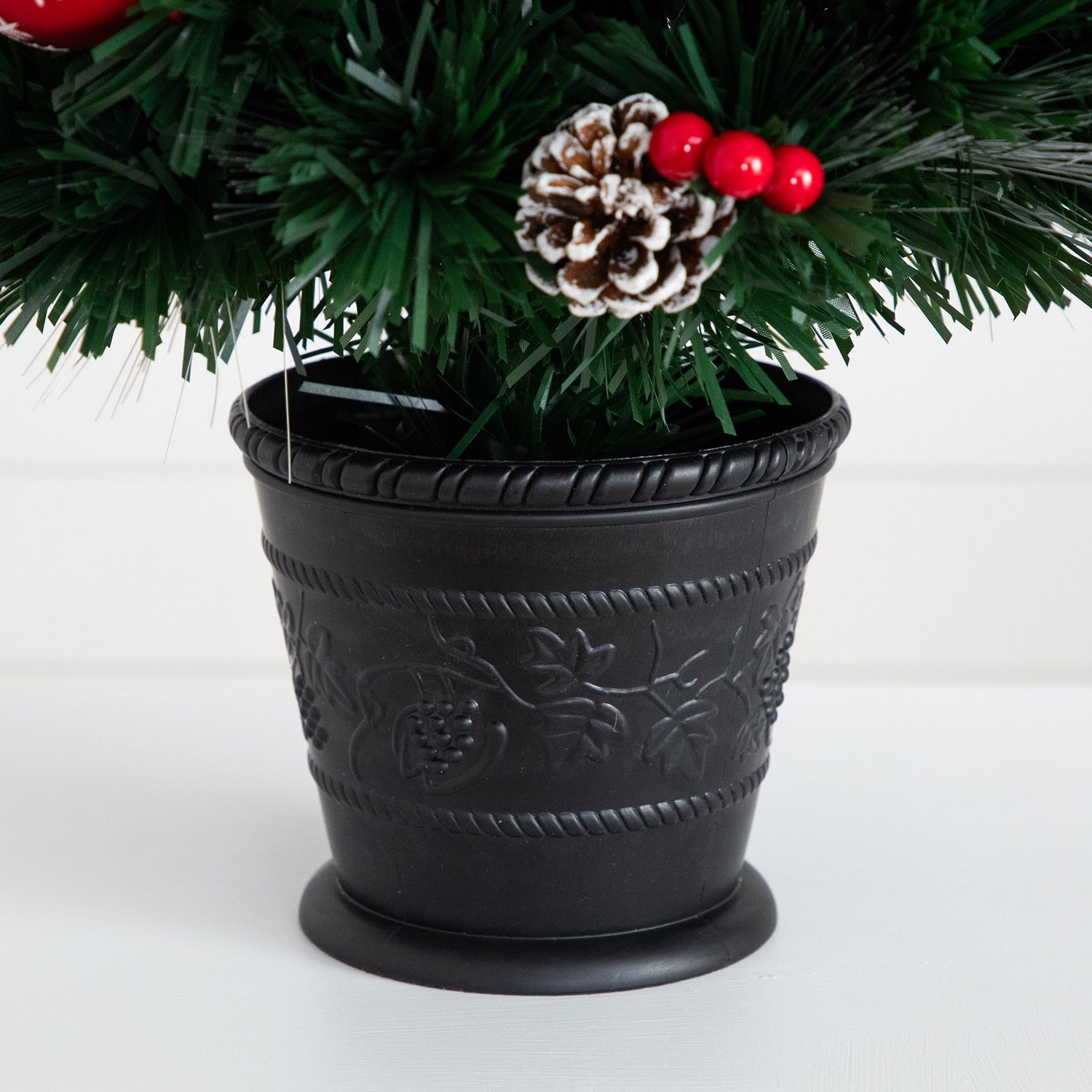 Nearly Natural 36in Pre-Lit Fiber Optic Cosmopolitan Star Topped Artificial  With Decorative Planter 3 Foot Pre-Lit Potted Fir Christmas Tree