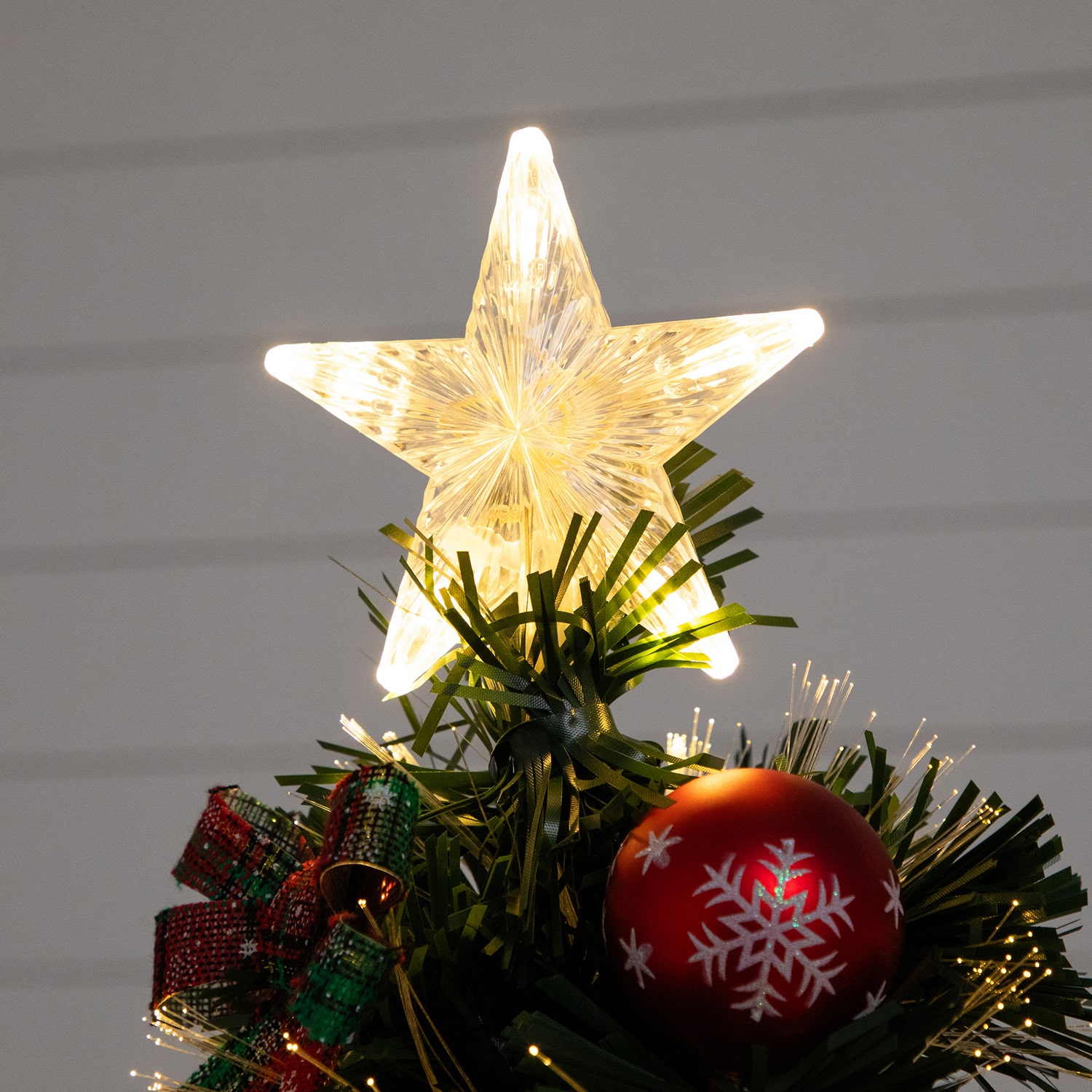 Nearly Natural 36in Pre-Lit Fiber Optic Cosmopolitan Star Topped Artificial  With Decorative Planter 3 Foot Pre-Lit Potted Fir Christmas Tree