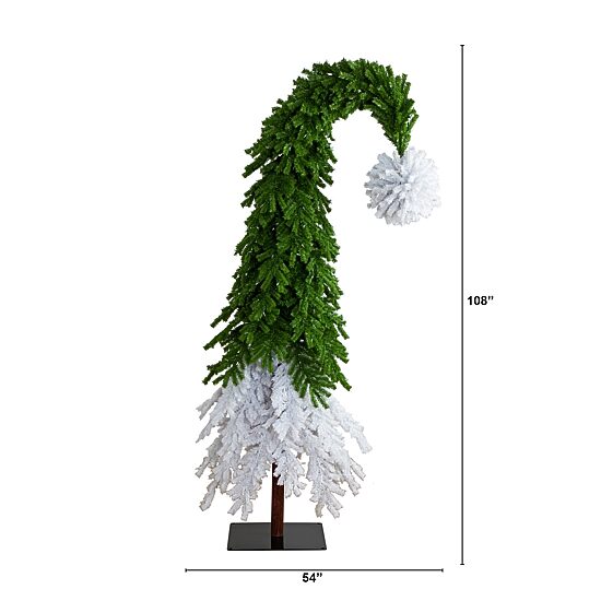 Nearly Natural Green And White Santa’S Hat  With 600 Led Lights And 1992 Bendable Branches 9 Foot Pre-Lit Fir Christmas Tree