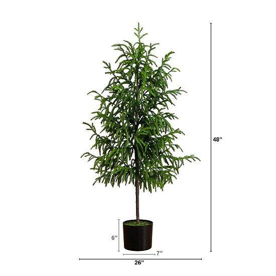 Nearly Natural Artificial Norfolk Pine 4 Foot Potted Pine Christmas Tree