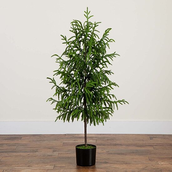 Nearly Natural Artificial Norfolk Pine 4 Foot Potted Pine Christmas Tree