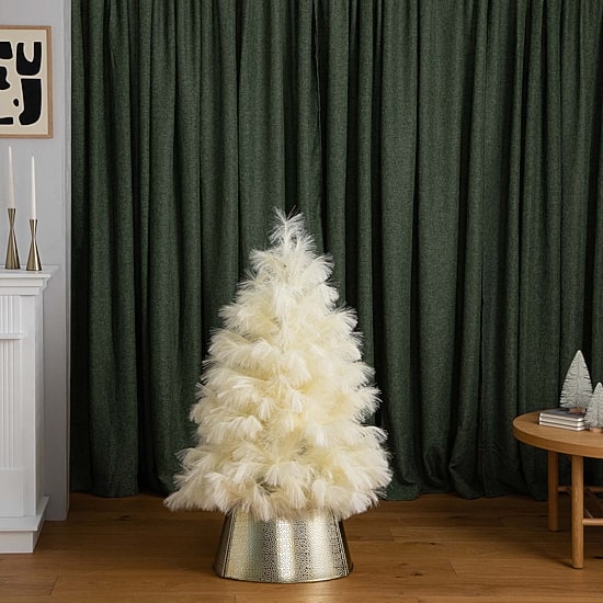 Nearly Natural 4ft Artificial Off-White Pampas Grass 4 Foot Christmas Tree