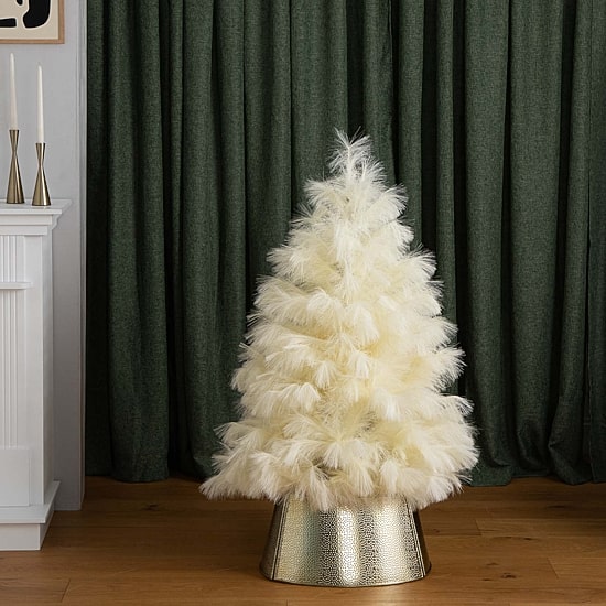 Nearly Natural 4ft Artificial Off-White Pampas Grass 4 Foot Christmas Tree
