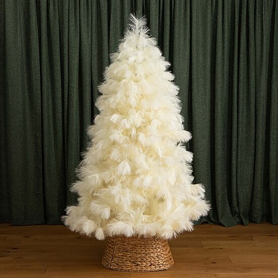 Nearly Natural 6ft Artificial Off-White Pampas Grass 6 Foot Christmas Tree
