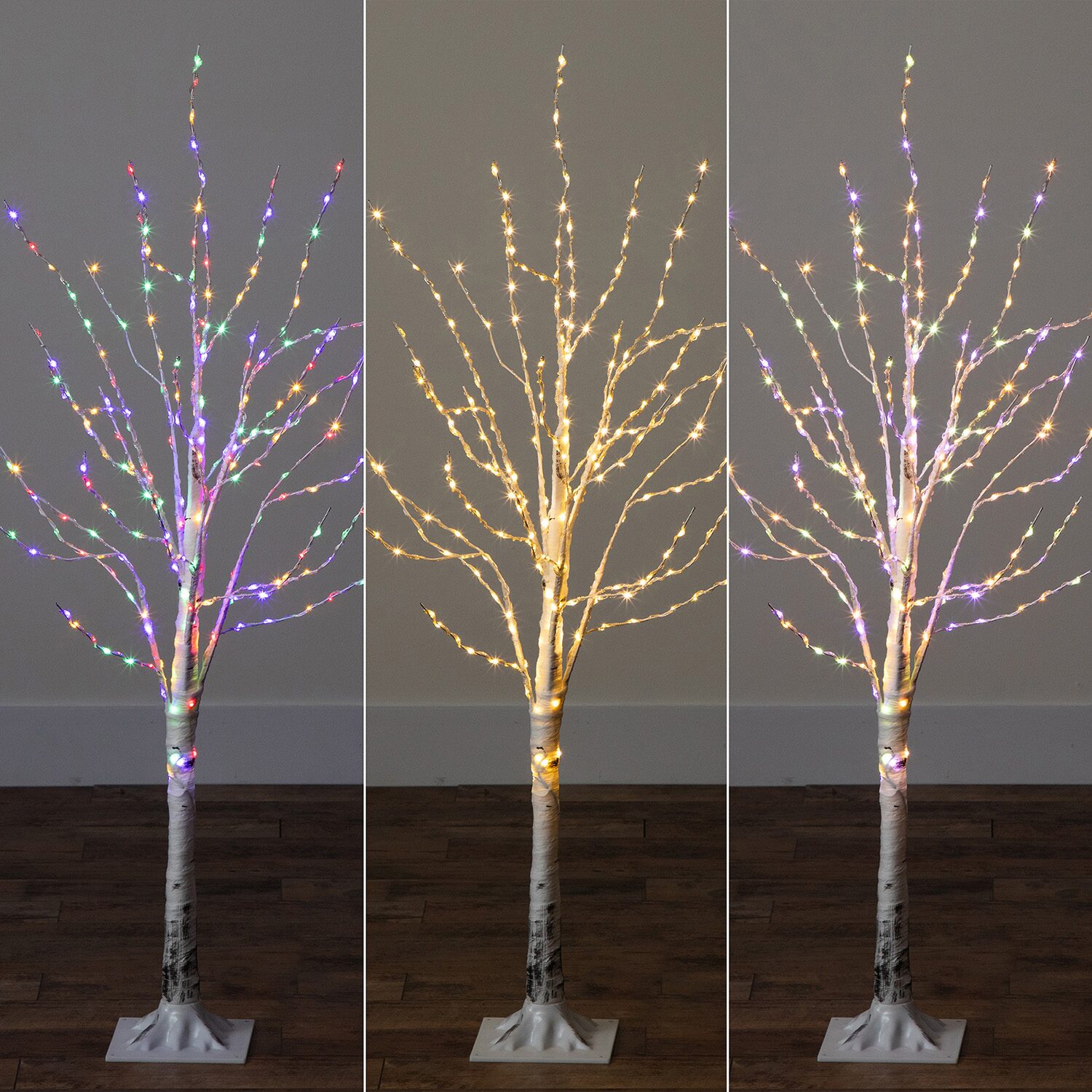 Nearly Natural Pre-Lit Artificial White Birch With 240 Color Changing Led Lights 4 Foot Pre-Lit Birch Christmas Tree