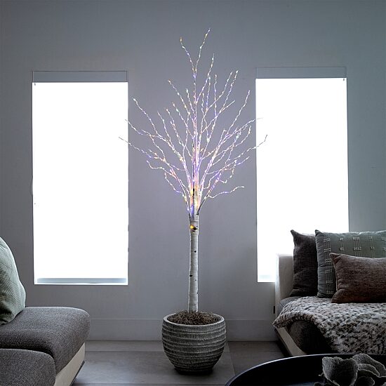 Nearly Natural Pre-Lit Artificial White Birch With 400 Color Changing Led Lights 6 Foot Pre-Lit Birch Christmas Tree
