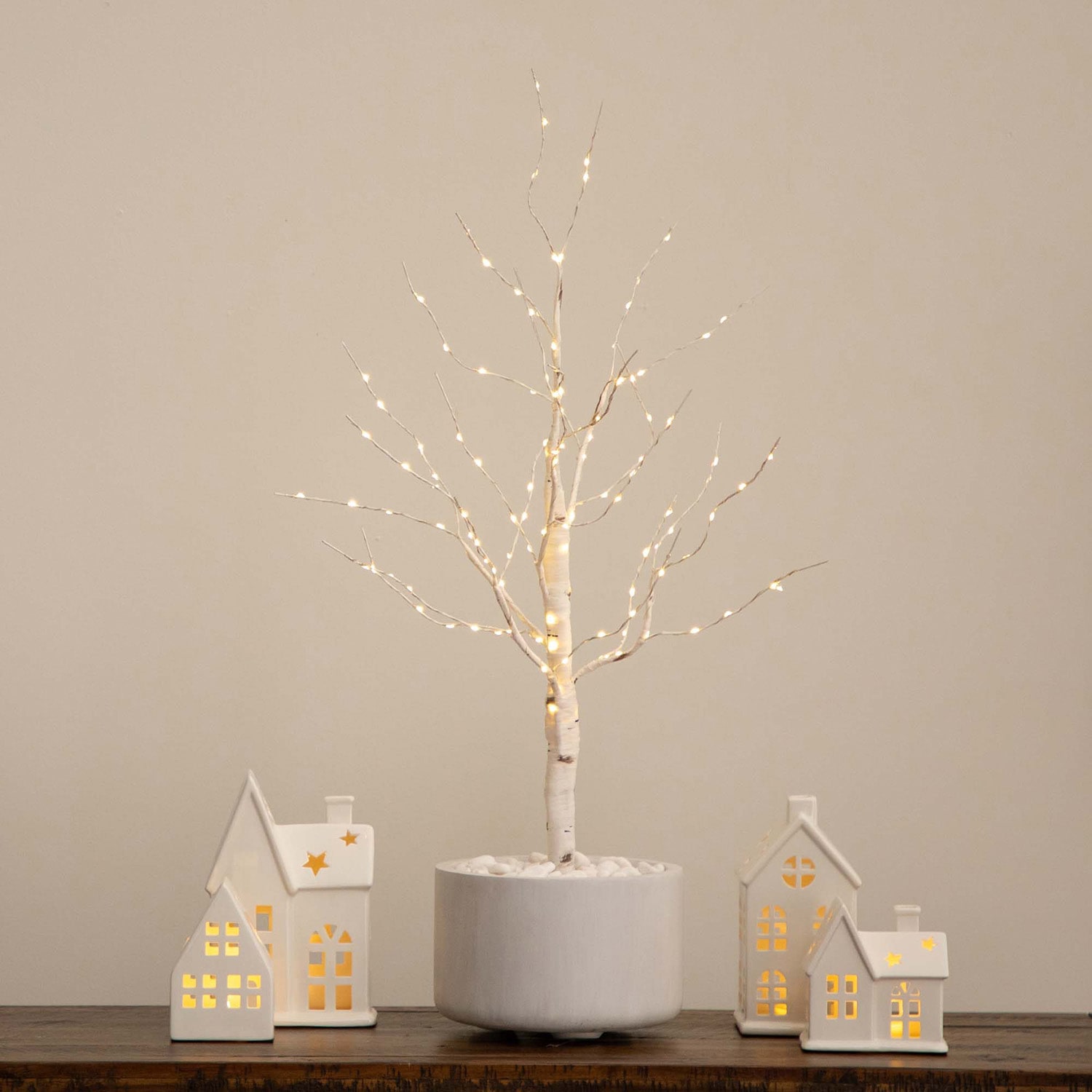 Nearly Natural 3ft Pre-Lit Artificial White Birch With 120 Warm White Led Lights 3 Foot Pre-Lit Birch Christmas Tree