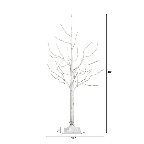 Nearly Natural 4ft Pre-Lit Artificial White Birch With 180 Warm White Led Lights 4 Foot Pre-Lit Birch Christmas Tree