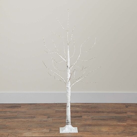 Nearly Natural 4ft Pre-Lit Artificial White Birch With 180 Warm White Led Lights 4 Foot Pre-Lit Birch Christmas Tree