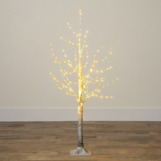 Nearly Natural 4ft Pre-Lit Artificial White Birch With 180 Warm White Led Lights 4 Foot Pre-Lit Birch Christmas Tree