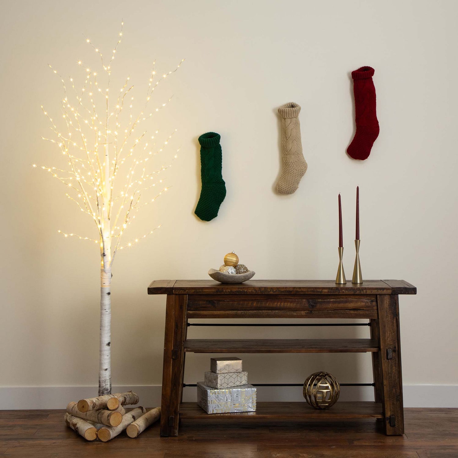 Nearly Natural 7ft Pre-Lit Artificial White Birch With 400 Warm White Led Lights 7 Foot Pre-Lit Birch Christmas Tree