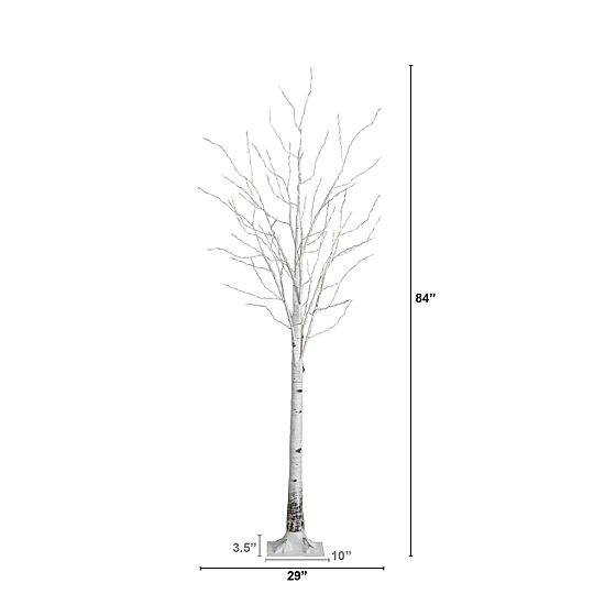 Nearly Natural 7ft Pre-Lit Artificial White Birch With 400 Warm White Led Lights 7 Foot Pre-Lit Birch Christmas Tree