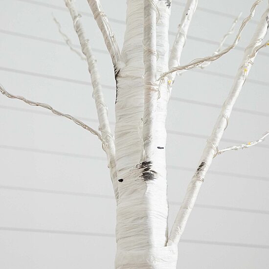 Nearly Natural 7ft Pre-Lit Artificial White Birch With 400 Warm White Led Lights 7 Foot Pre-Lit Birch Christmas Tree
