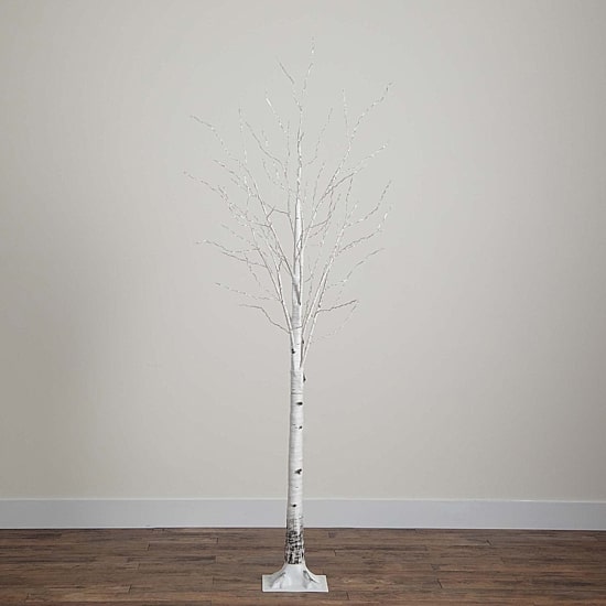 Nearly Natural 7ft Pre-Lit Artificial White Birch With 400 Warm White Led Lights 7 Foot Pre-Lit Birch Christmas Tree