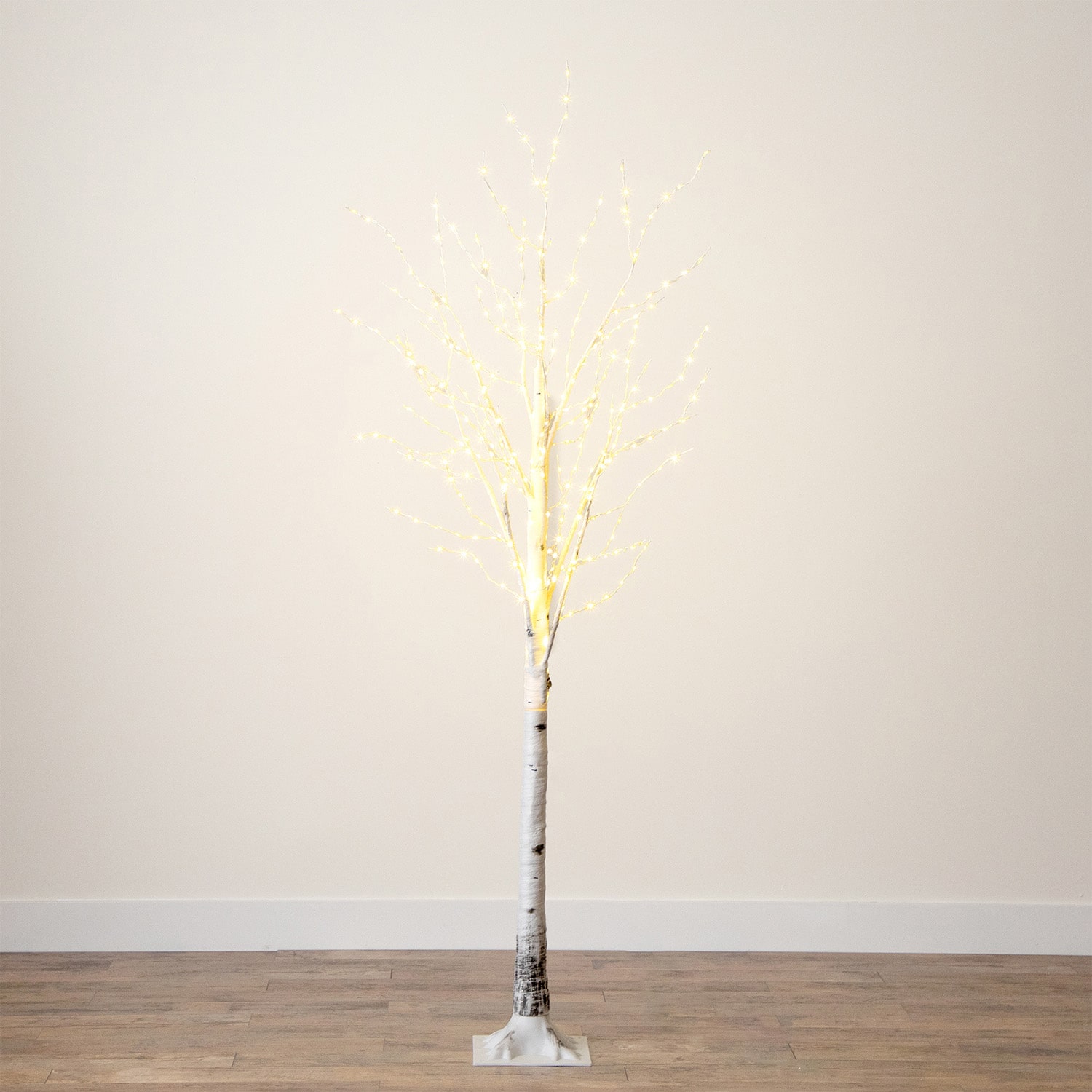 Nearly Natural 7ft Pre-Lit Artificial White Birch With 400 Warm White Led Lights 7 Foot Pre-Lit Birch Christmas Tree