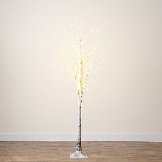 Nearly Natural 7ft Pre-Lit Artificial White Birch With 400 Warm White Led Lights 7 Foot Pre-Lit Birch Christmas Tree