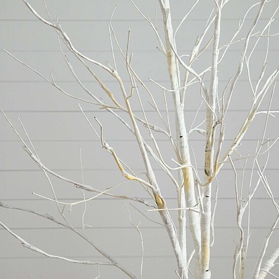 Nearly Natural Pre-Lit Artificial White Birch  With 90 White Led Lights 6 Foot Pre-Lit Birch Christmas Tree