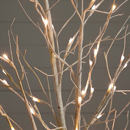 Nearly Natural Pre-Lit Artificial White Birch  With 90 White Led Lights 6 Foot Pre-Lit Birch Christmas Tree
