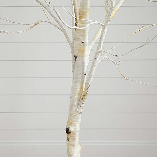 Nearly Natural Pre-Lit Artificial White Birch  With 90 White Led Lights 6 Foot Pre-Lit Birch Christmas Tree