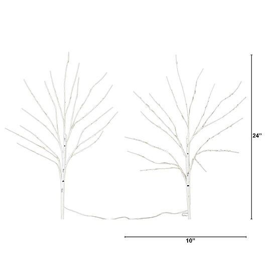 Nearly Natural 24in Pre-Lit Artificial White Birch Branches With 80 Warm White Led Lights 2 Foot Pre-Lit Birch Christmas Tree
