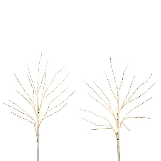 Nearly Natural 24in Pre-Lit Artificial White Birch Branches With 80 Warm White Led Lights 2 Foot Pre-Lit Birch Christmas Tree