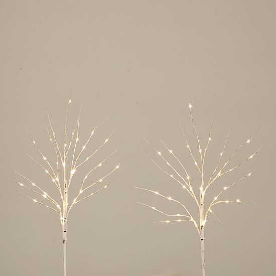 Nearly Natural 24in Pre-Lit Artificial White Birch Branches With 80 Warm White Led Lights 2 Foot Pre-Lit Birch Christmas Tree