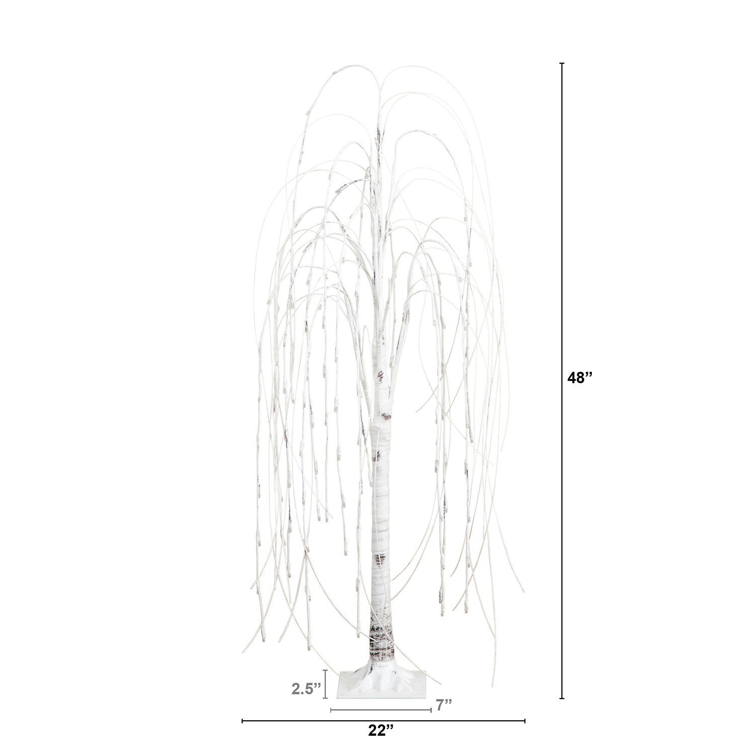 Nearly Natural Pre-Lit Artificial White Weeping Willow  With 120 Warm White Led Lights 4 Foot Pre-Lit Willow Christmas Tree
