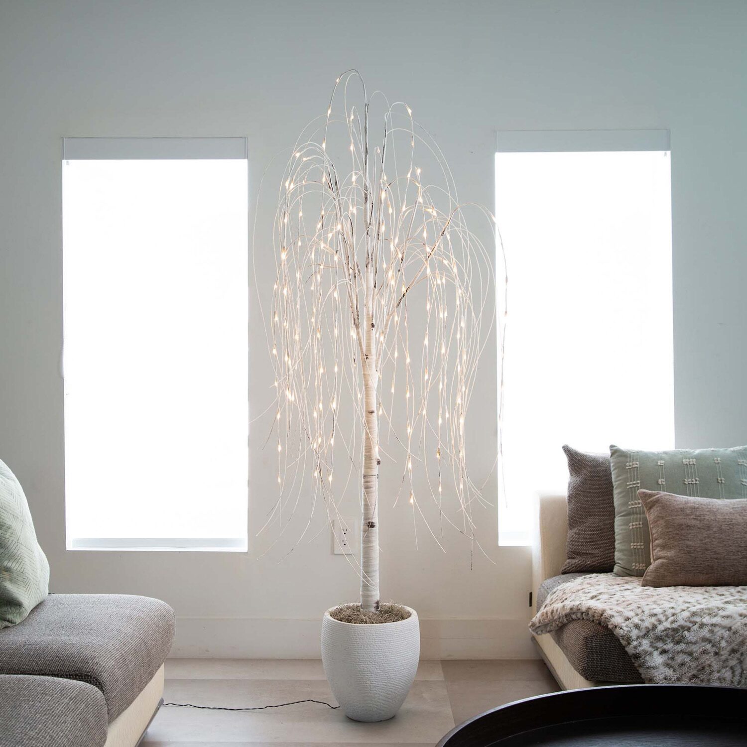 Nearly Natural Pre-Lit Artificial Weeping Willow  With 160 Warm White Led Lights 6 Foot Pre-Lit Willow Christmas Tree