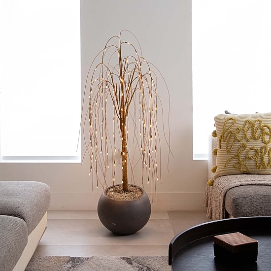 Nearly Natural 4ft Pre-Lit Artificial Willow  With 120 Warm White Led Lights 4 Foot Pre-Lit Willow Christmas Tree