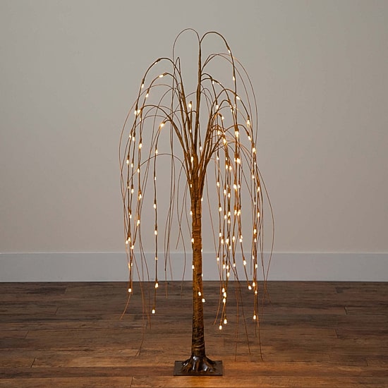 Nearly Natural 4ft Pre-Lit Artificial Willow  With 120 Warm White Led Lights 4 Foot Pre-Lit Willow Christmas Tree