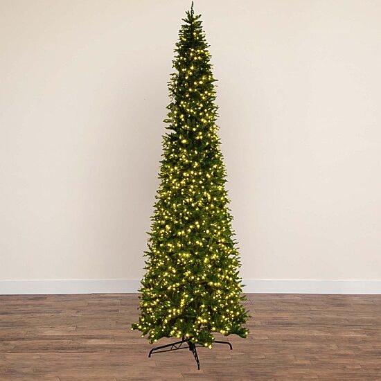 Nearly Natural Artificial Slim Green Mountain Pine  With 1600 Warm White Led Lights And 4660 Branches 14 Feet Pre-Lit Pine Christmas Tree