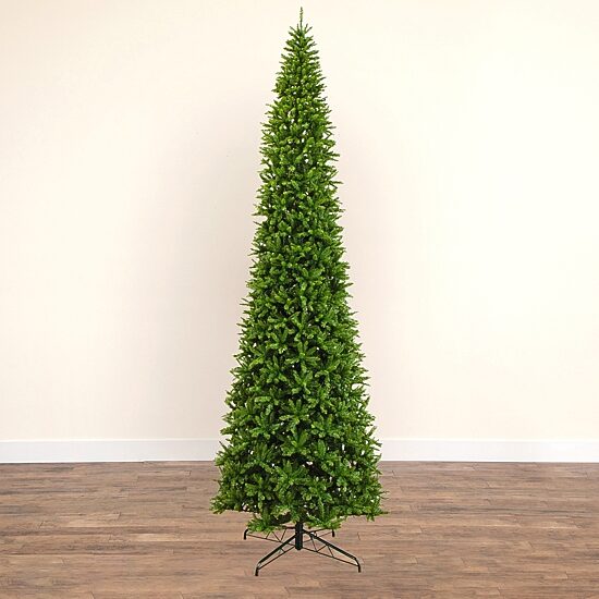 Nearly Natural 15ft Artificial Slim Green Mountain Pine  With 1900 Warm White Led Lights And 5460 Branches Pre-Lit Pine Christmas Tree