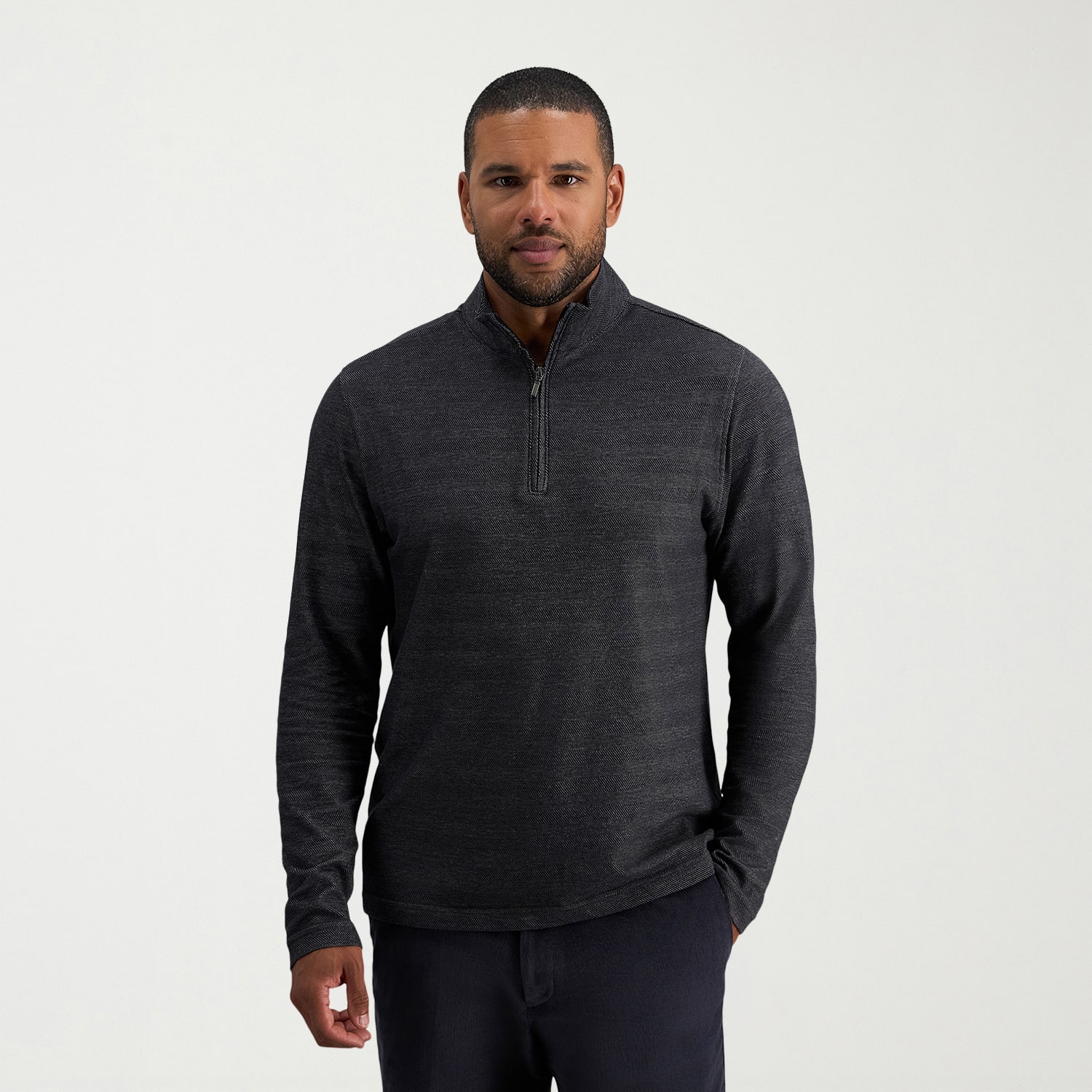 Haggar Mens Mock Neck Long Sleeve Quarter-Zip Pullover