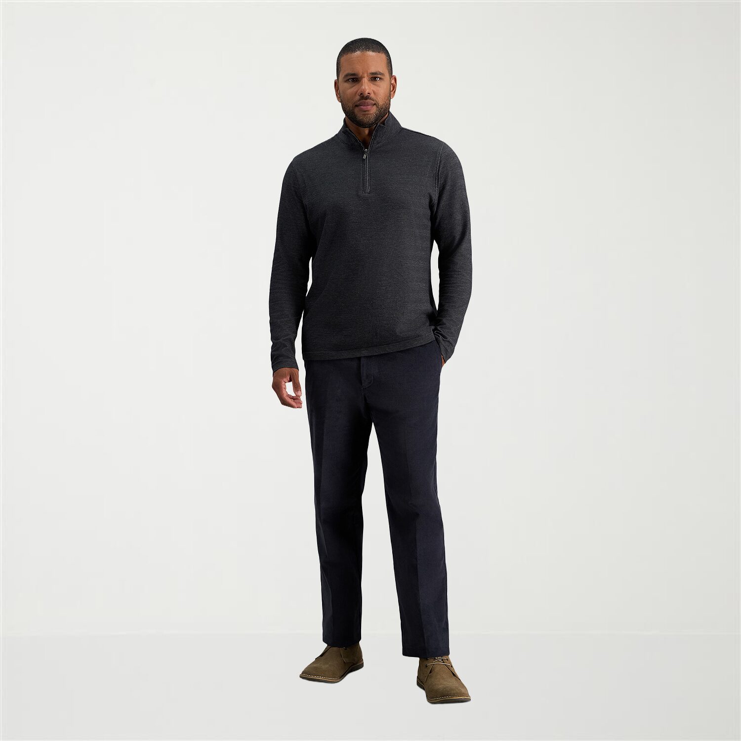 Haggar Mens Mock Neck Long Sleeve Quarter-Zip Pullover