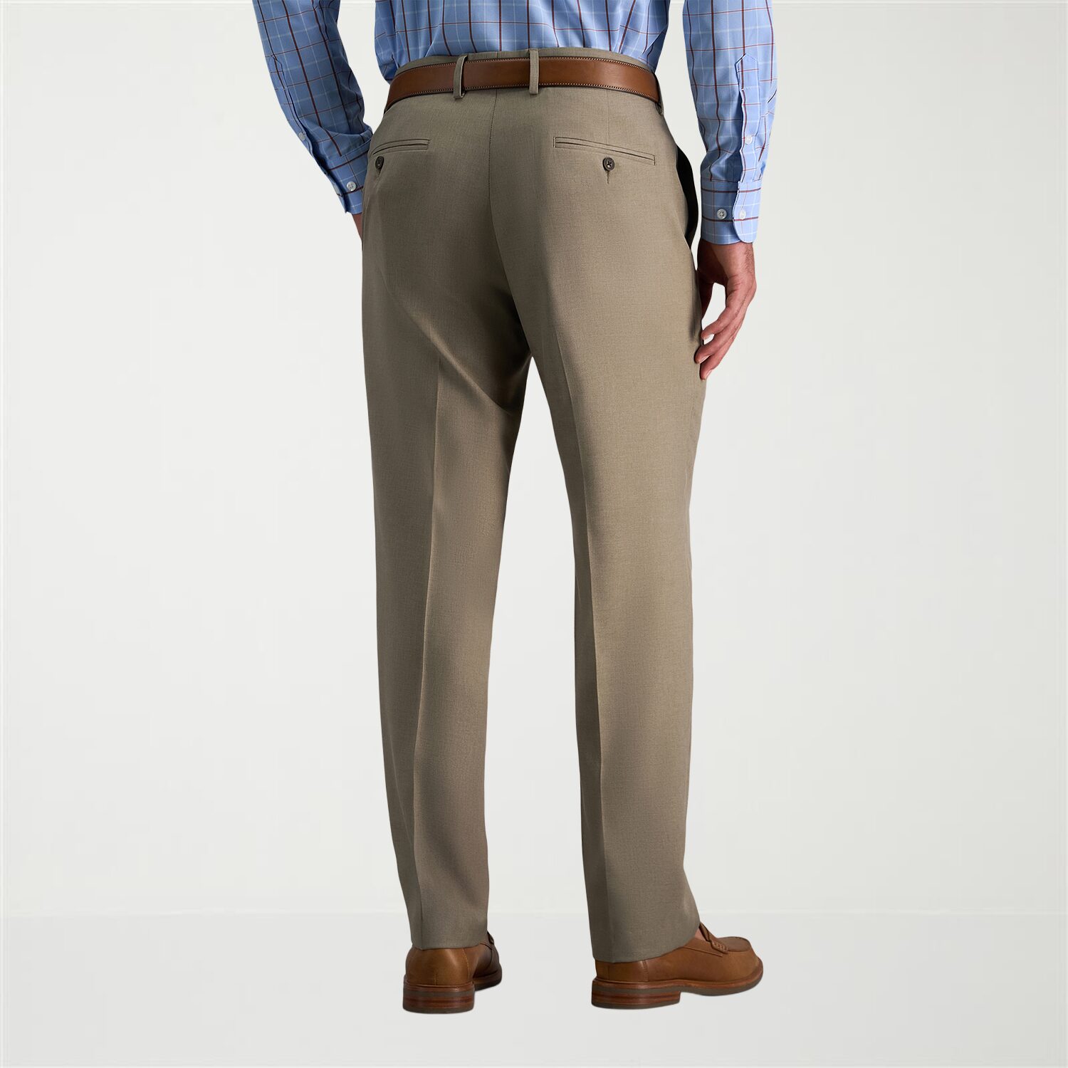 Haggar Premium Comfort Melange Broken Twill Mens Straight Fit Dress Flat Front Pant